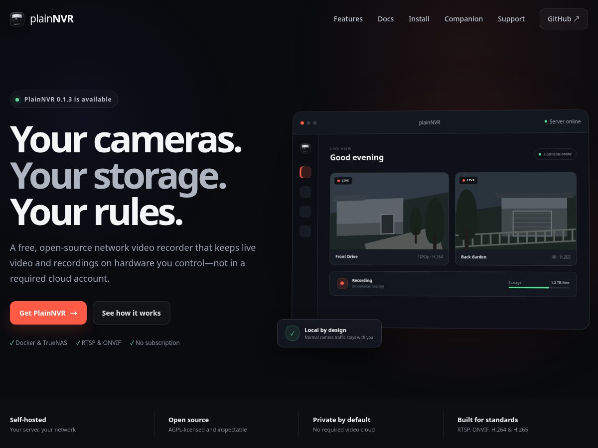 Landing-page snapshot of plainnvr.com