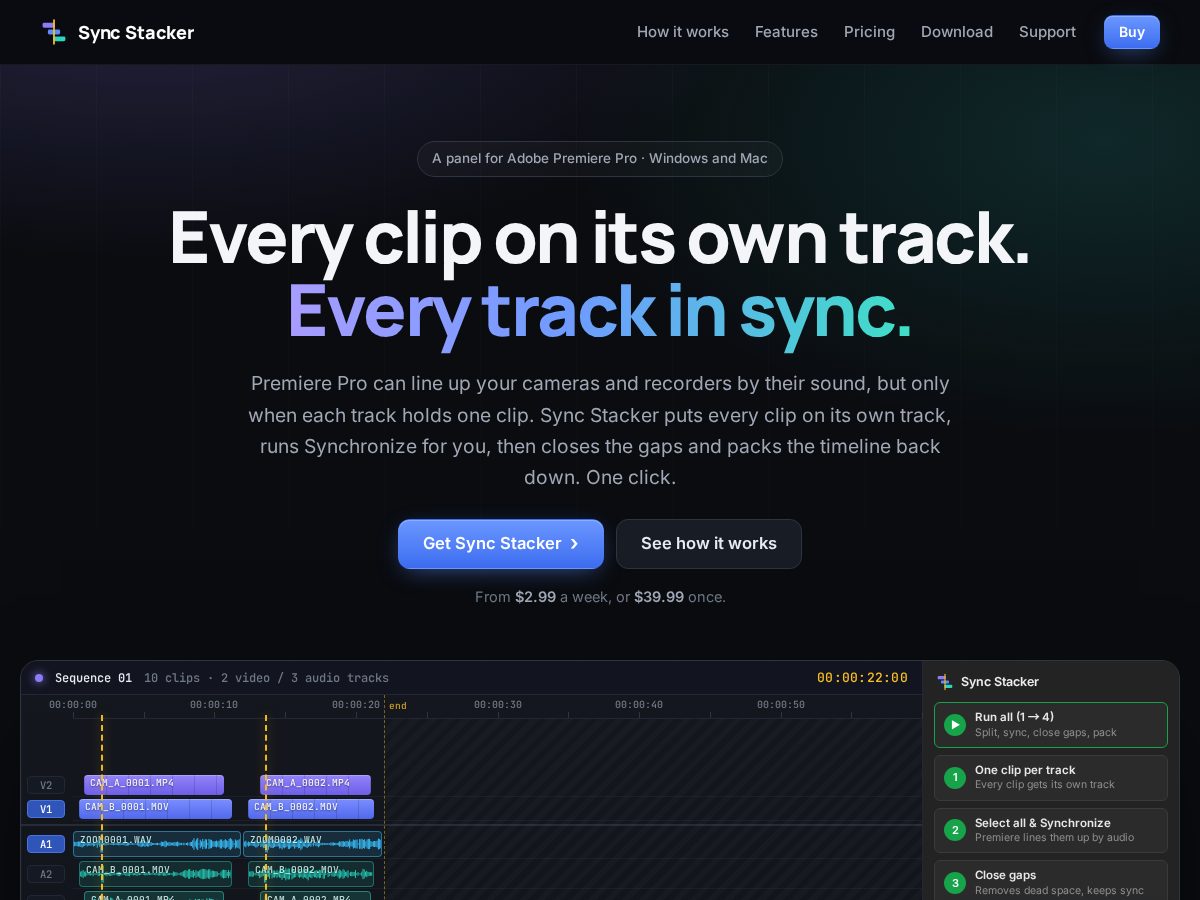 Landing-page snapshot of premieresync.com