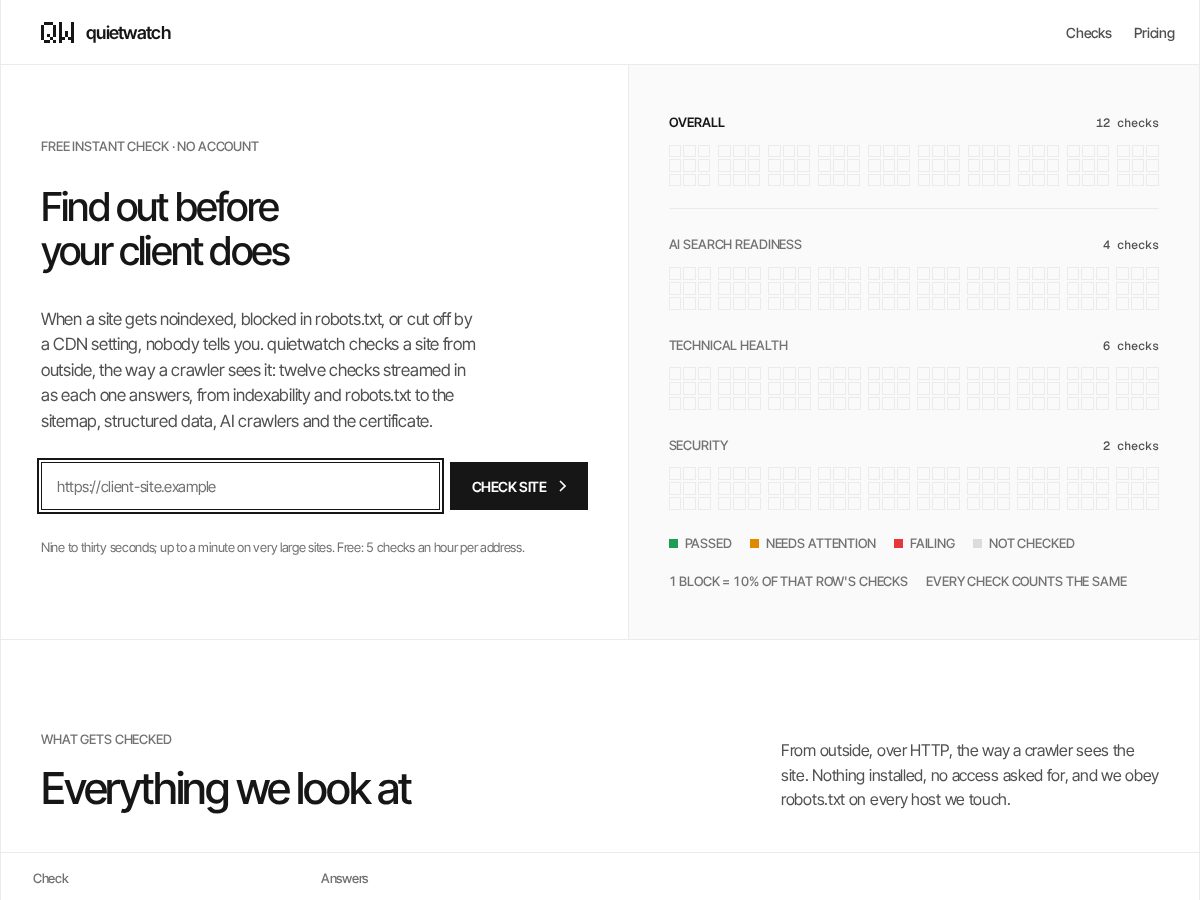 Landing-page snapshot of quietwatch.app