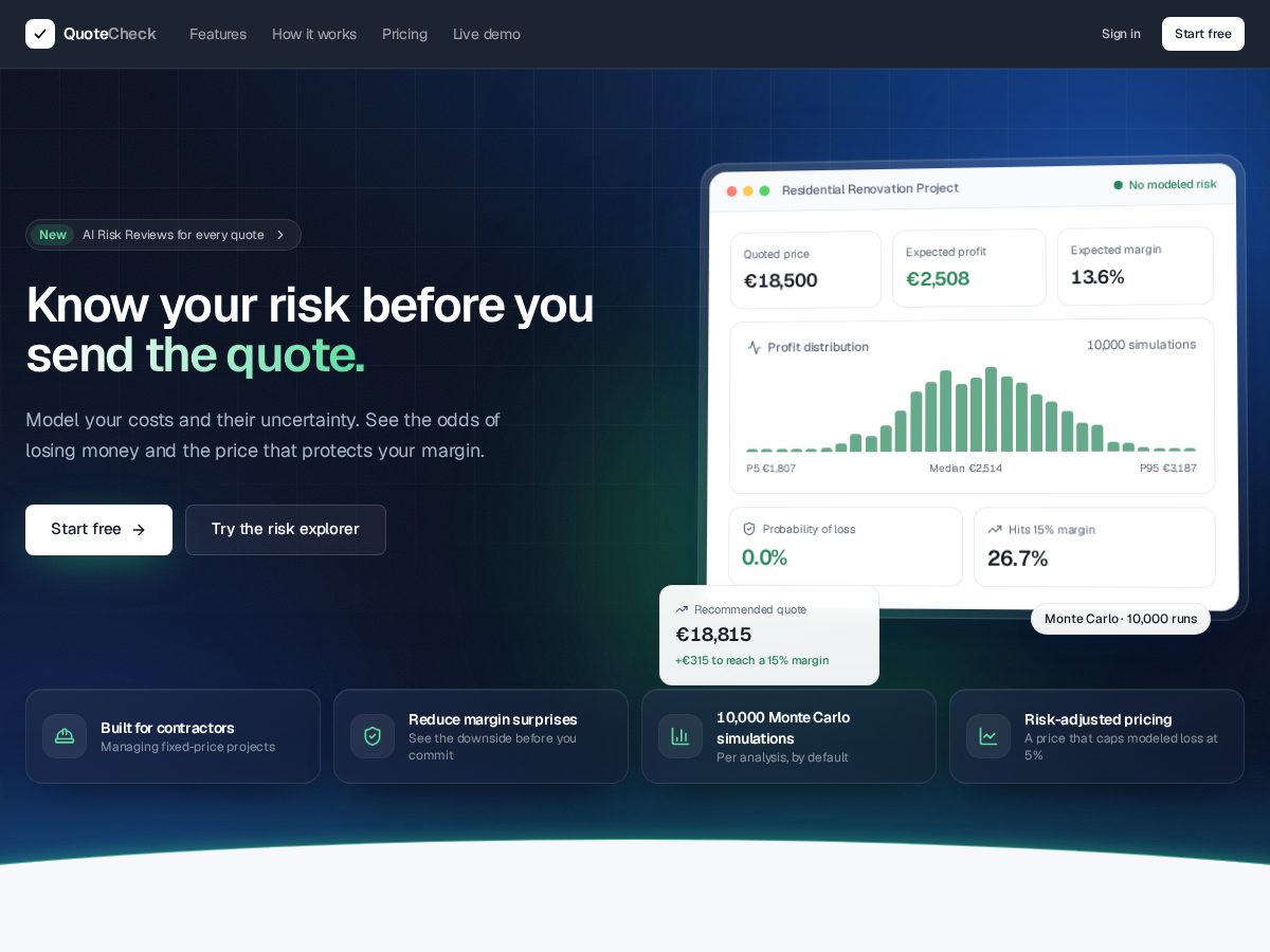 Landing-page snapshot of quotecheck.app