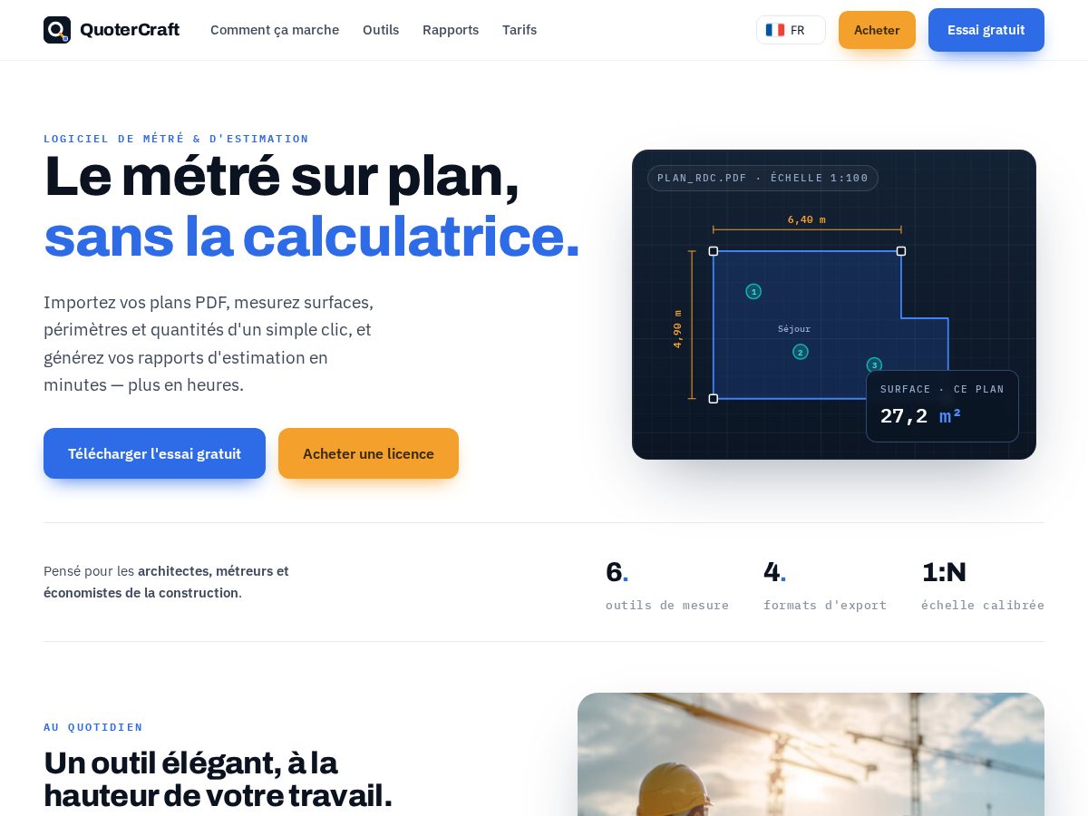 Landing-page snapshot of quotercraft.com