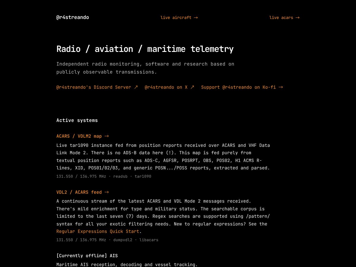 Landing-page snapshot of r4streando.fyi