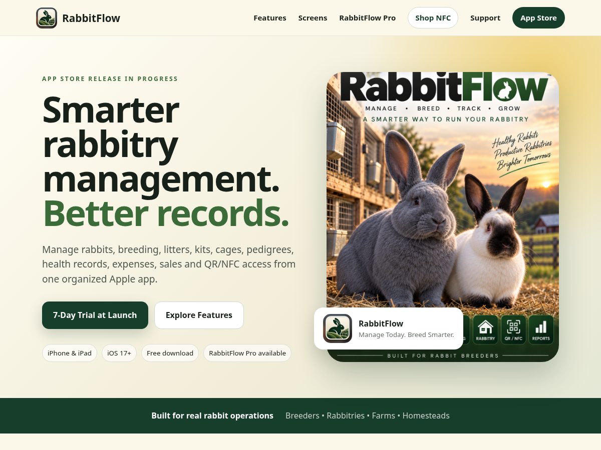 Landing-page snapshot of rabbitflow.app