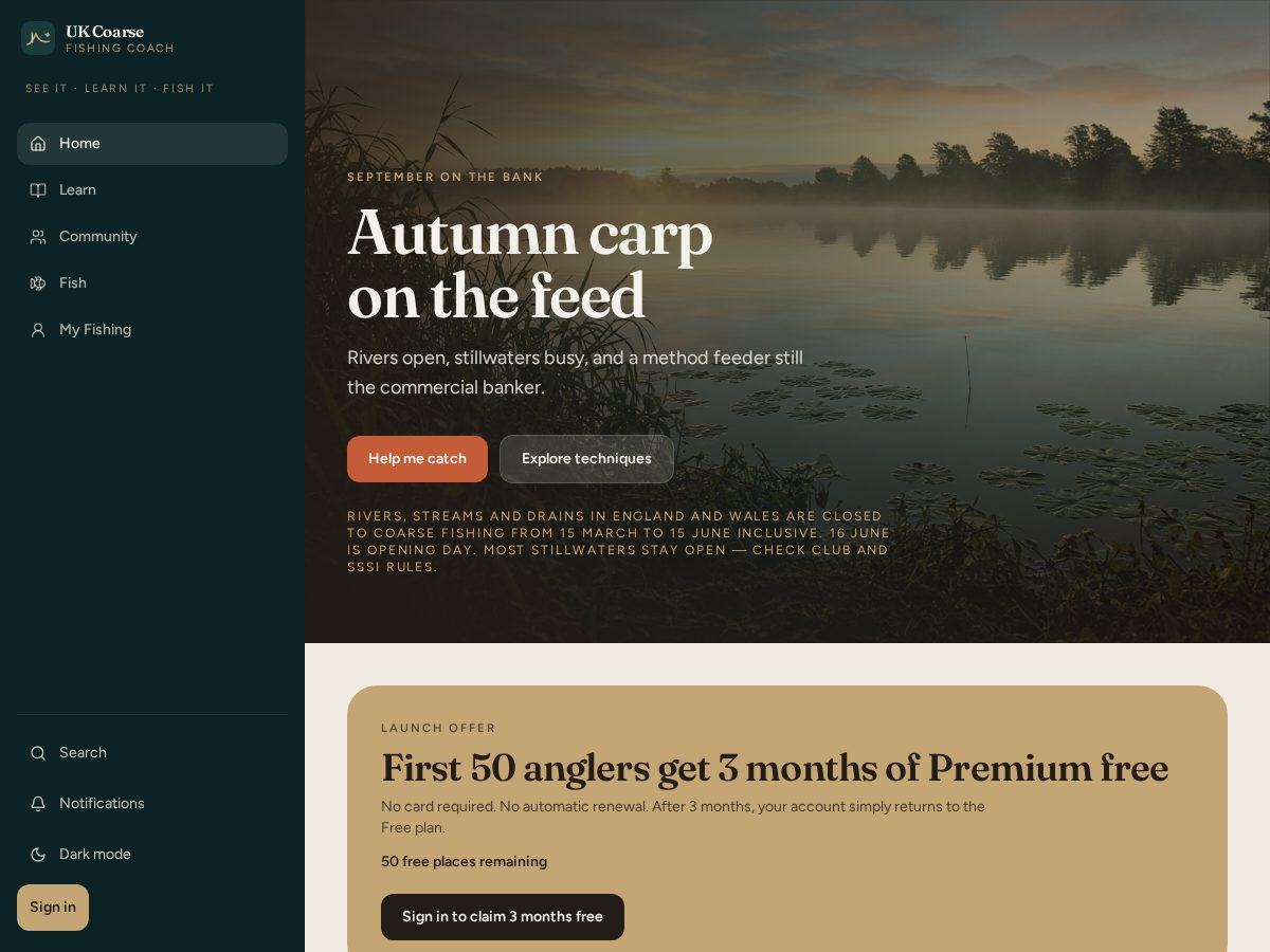 Landing-page snapshot of reelfishingcoach.com