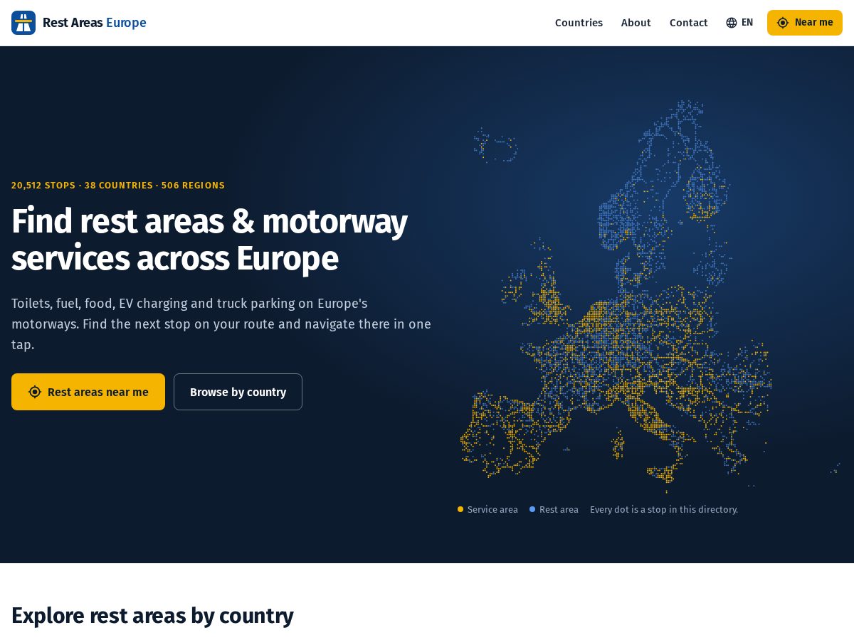 Landing-page snapshot of restareaseurope.com