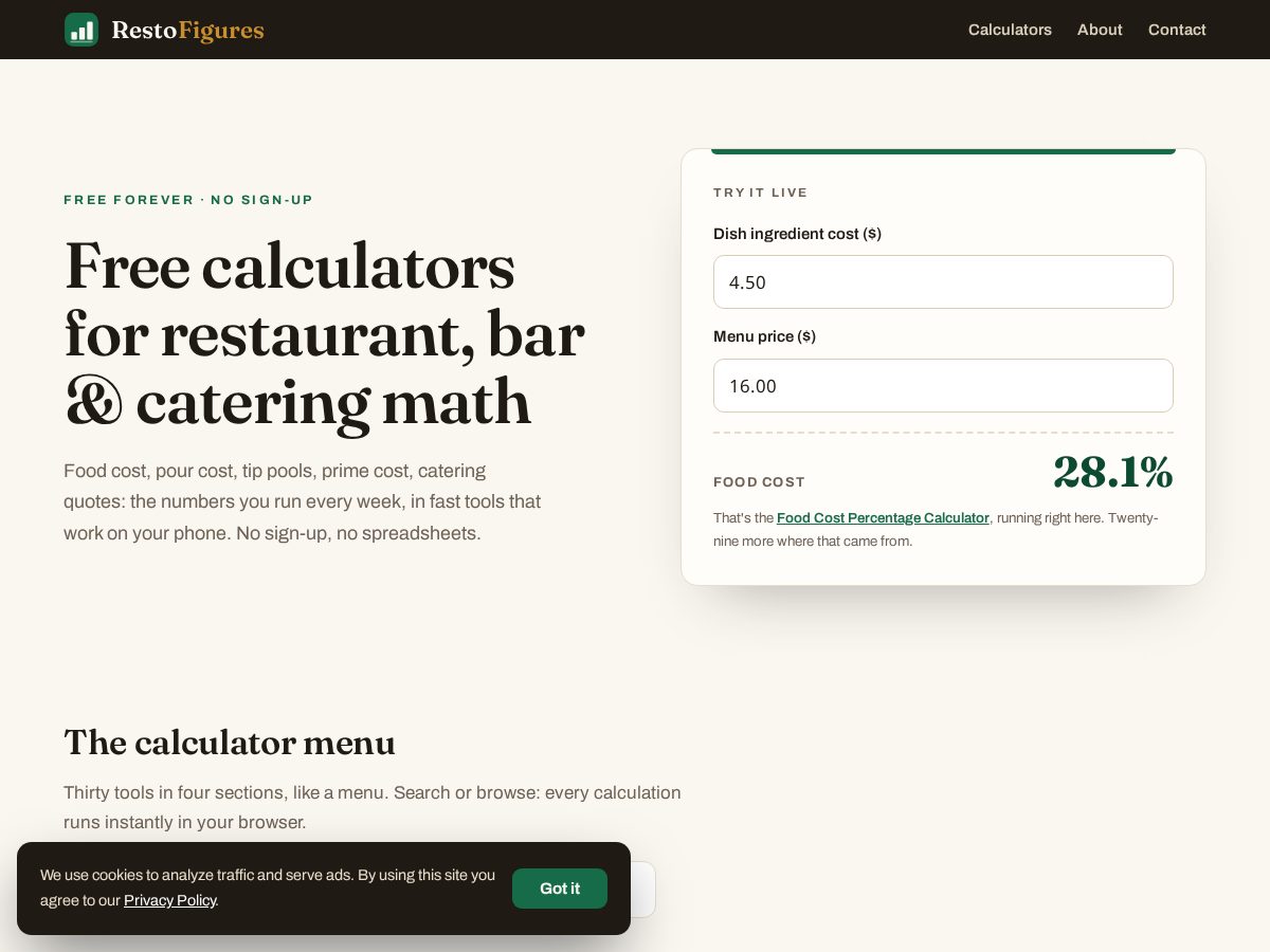 Landing-page snapshot of restofigures.com