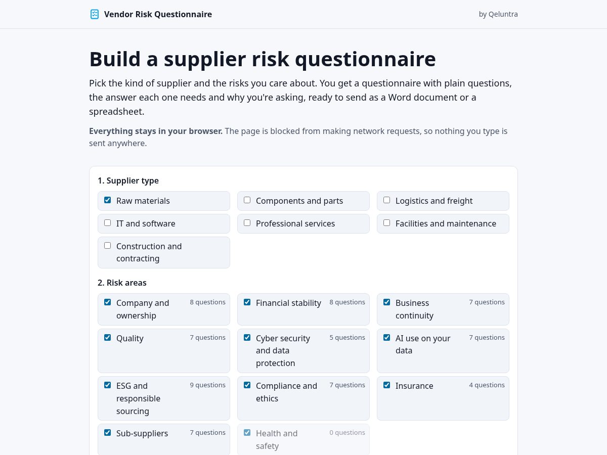 Landing-page snapshot of securityquestionnairekit.com