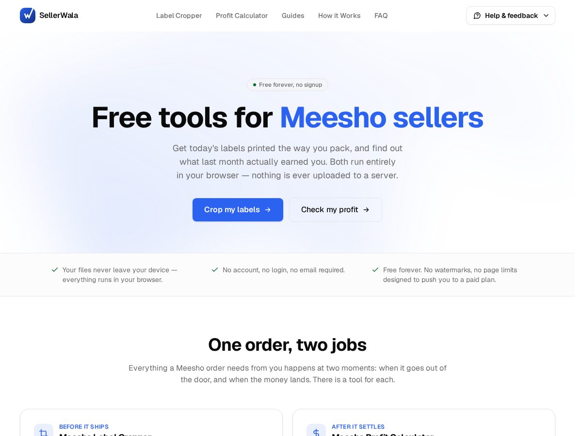 Landing-page snapshot of sellerwala.com