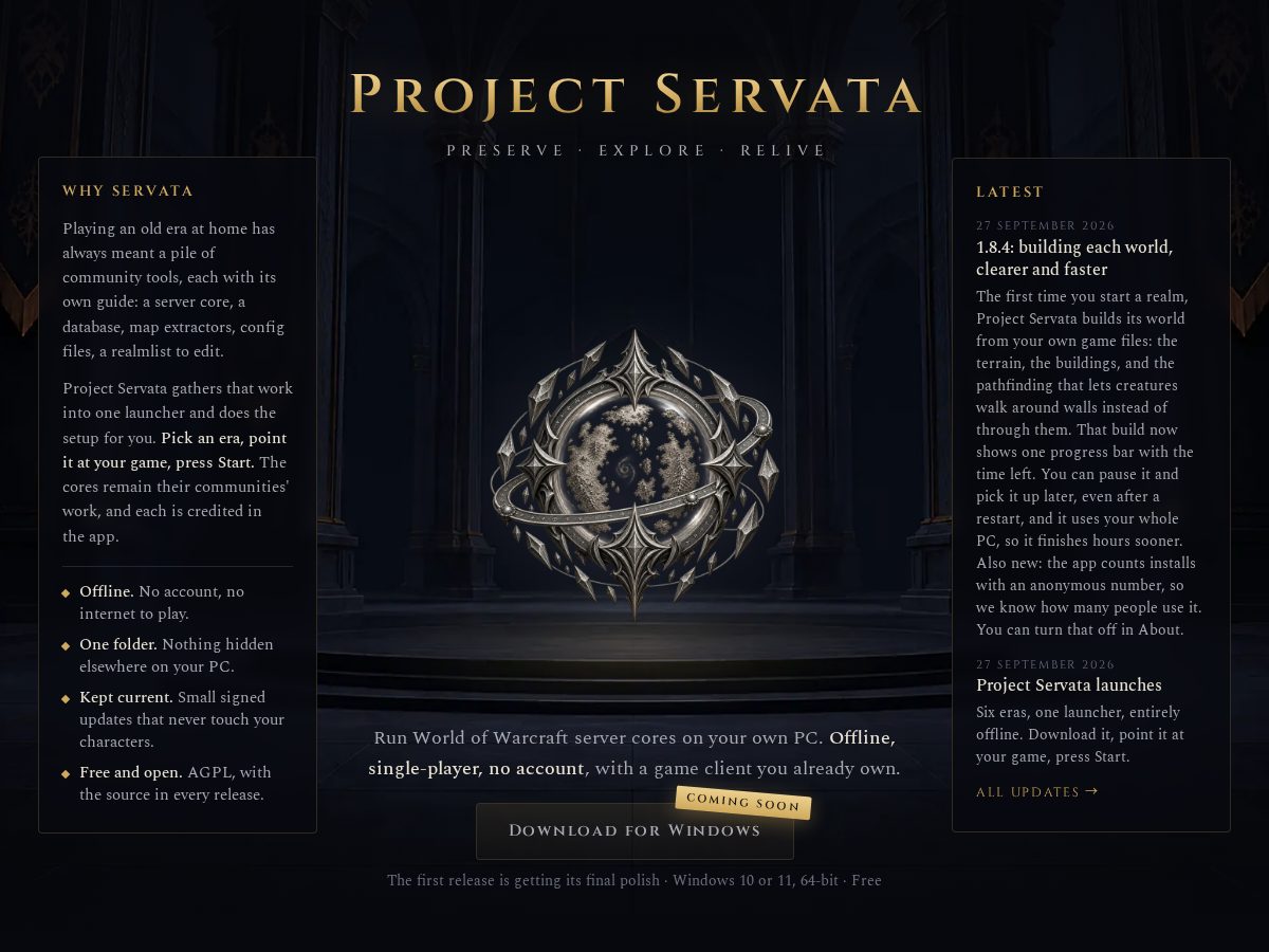 Landing-page snapshot of servata.net