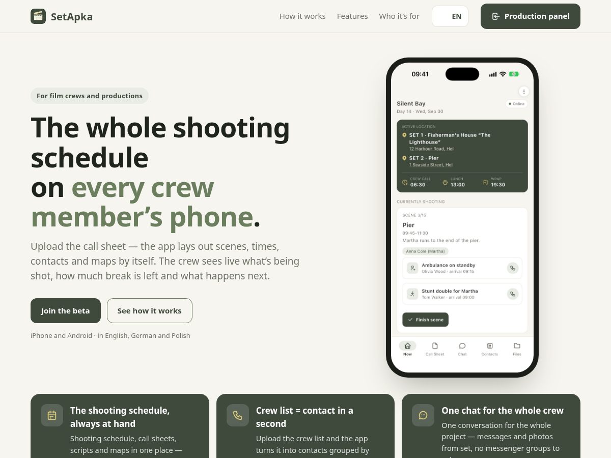 Landing-page snapshot of setapka.com