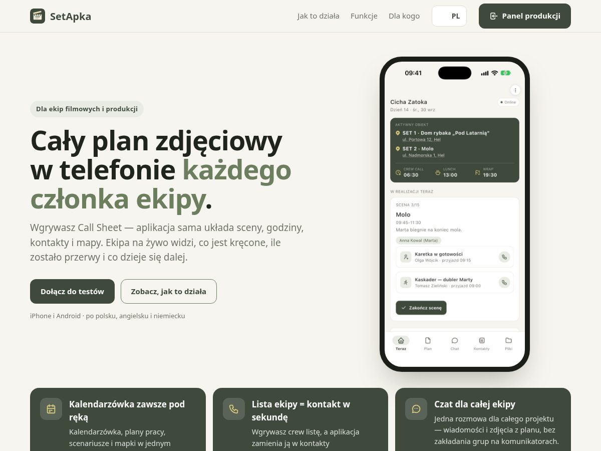 Landing-page snapshot of setappka.com