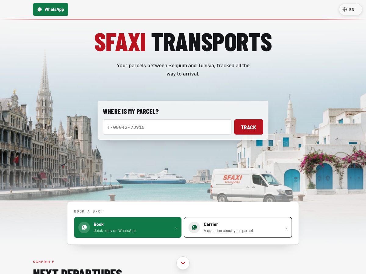 Landing-page snapshot of sfaxitransports.com