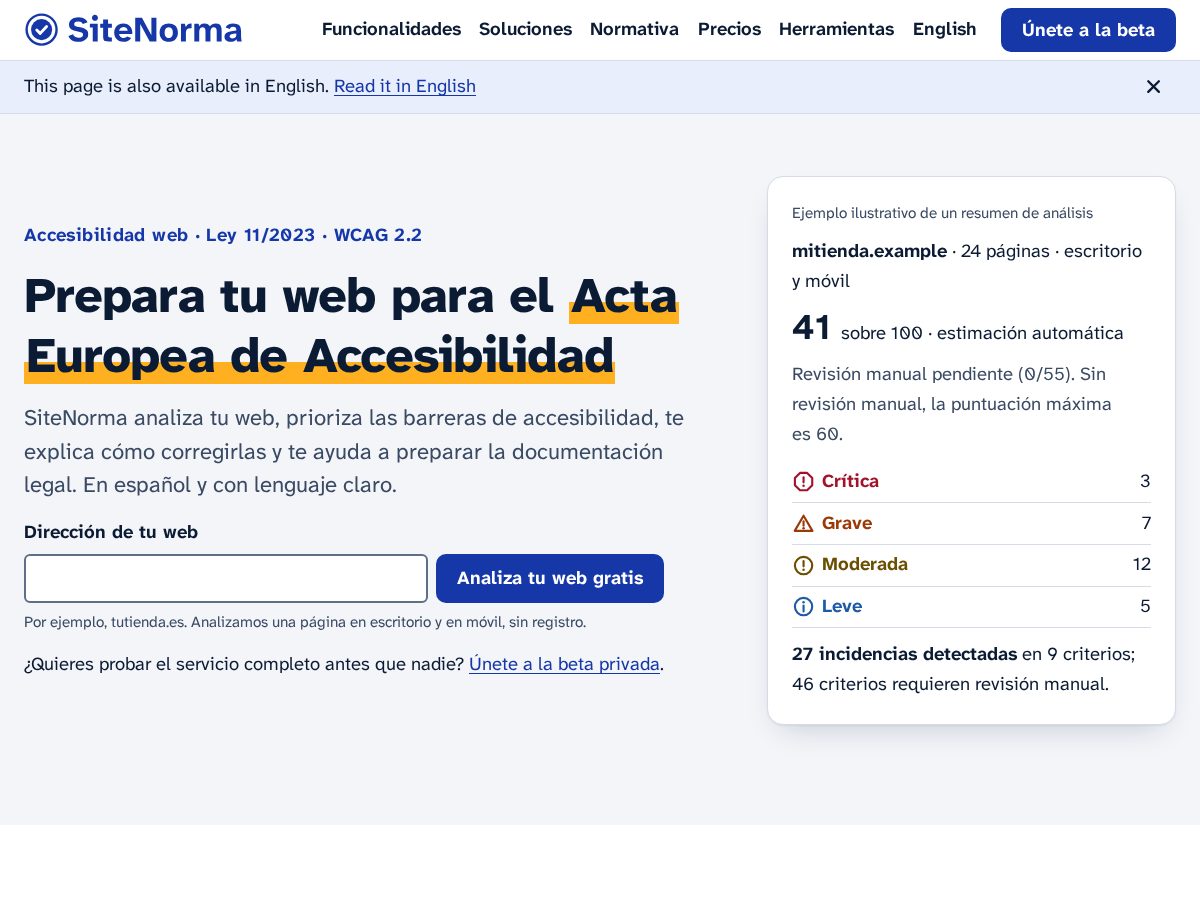 Landing-page snapshot of sitenorma.com