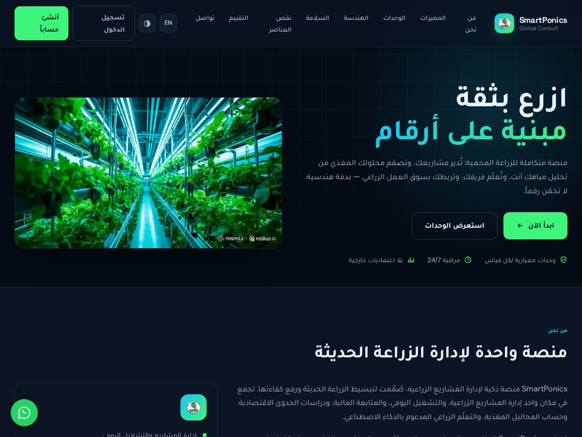 Landing-page snapshot of smartponics.net