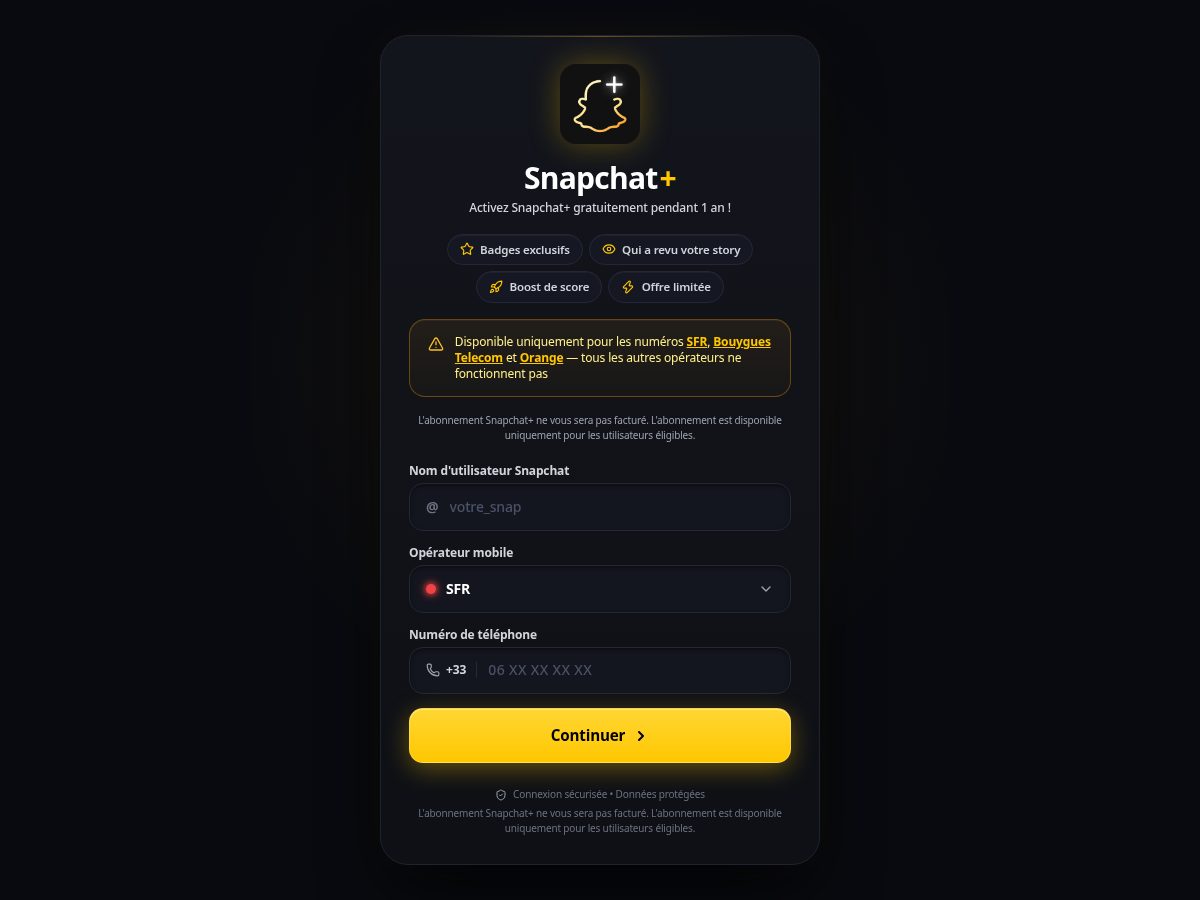 Landing-page snapshot of snapplusgratuit.world