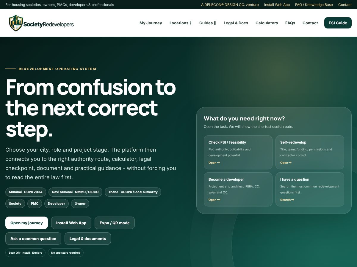 Landing-page snapshot of societyredevelopers.com