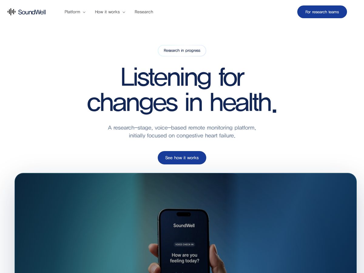 Landing-page snapshot of soundwell.dev