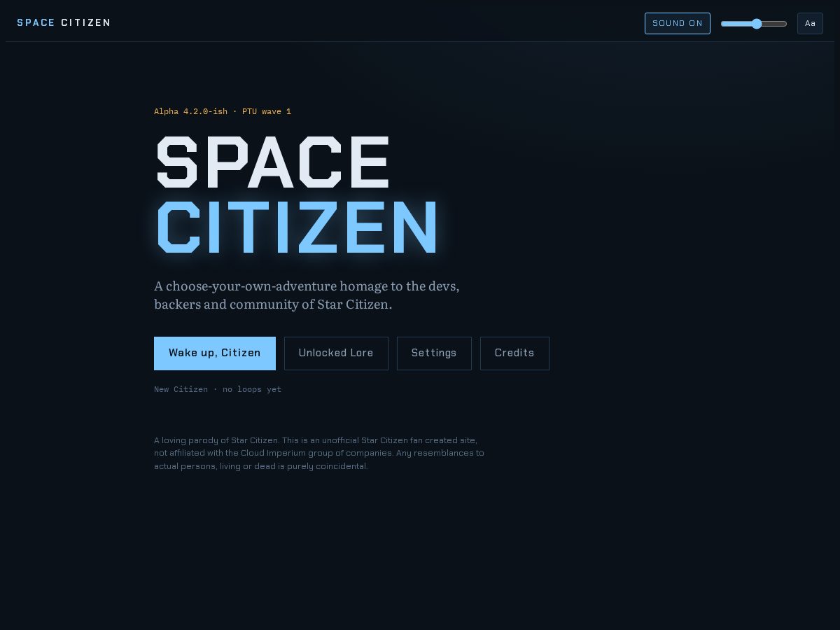 Landing-page snapshot of spacecitizen.live
