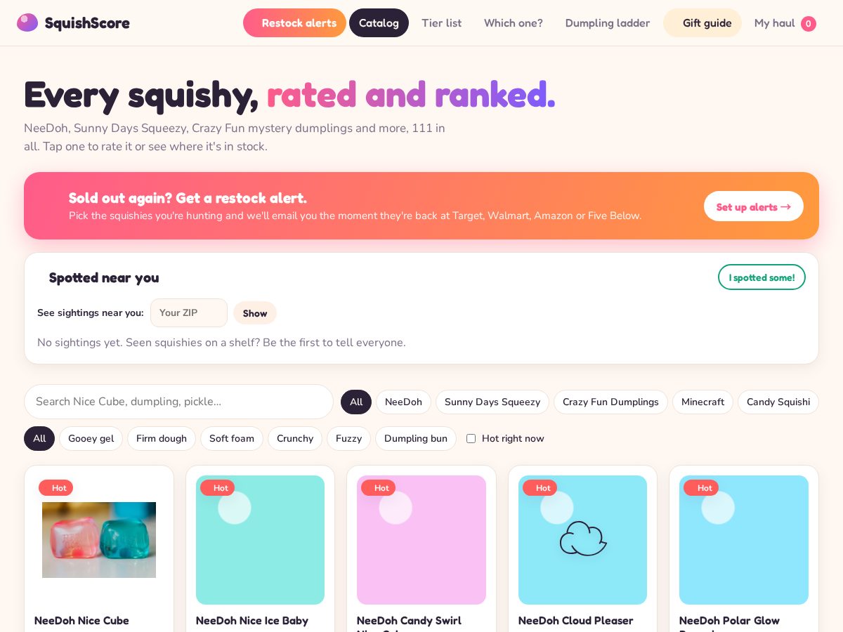 Landing-page snapshot of squishscore.com