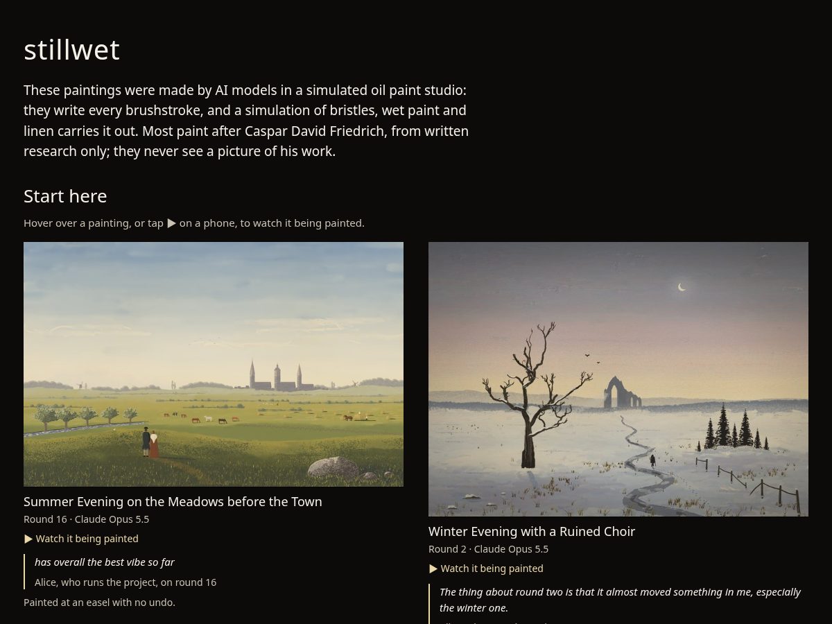 Landing-page snapshot of stillwet.art