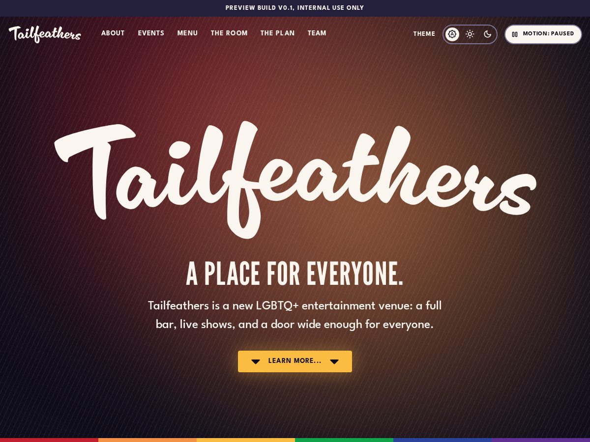 Landing-page snapshot of tailfeathersclub.net