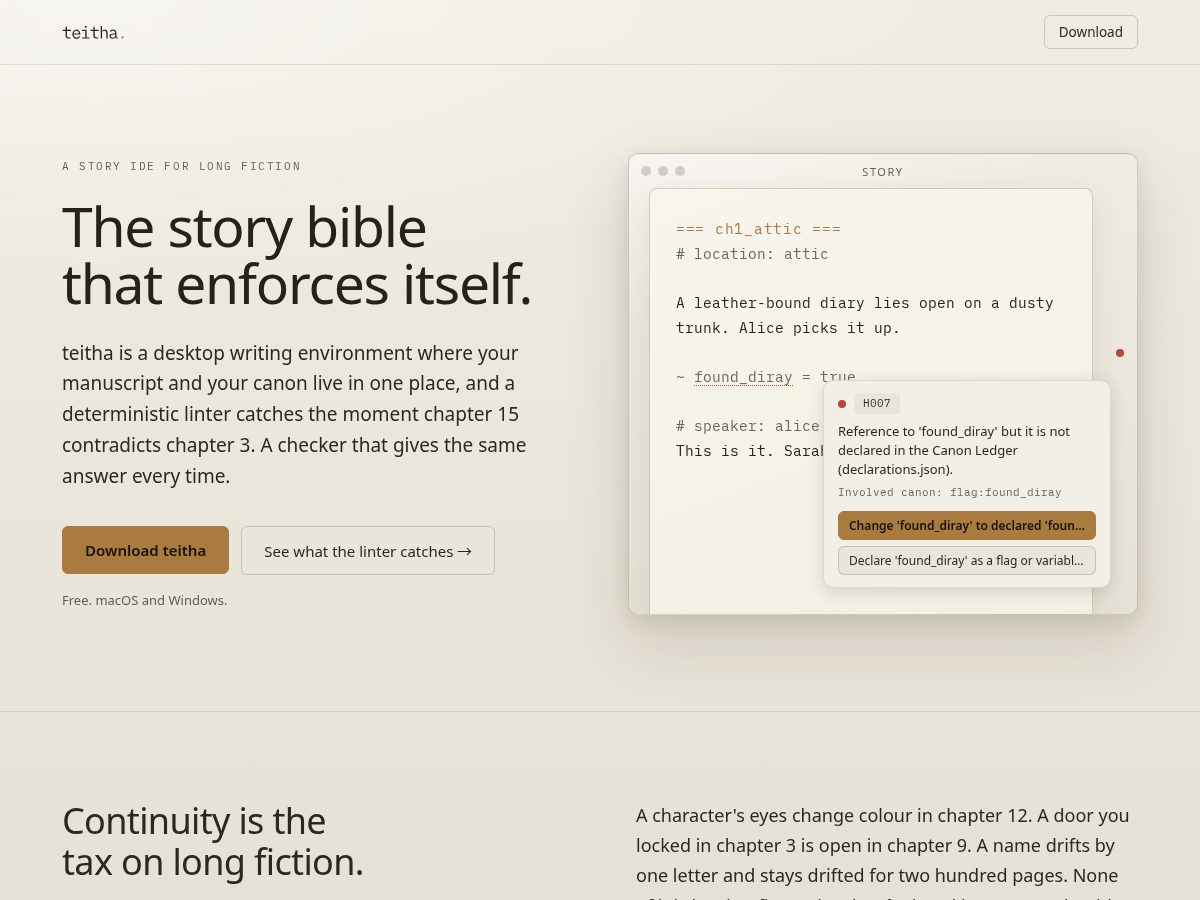 Landing-page snapshot of teitha.com