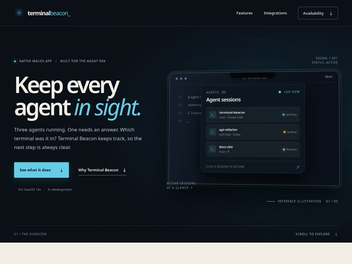 Landing-page snapshot of terminalbeacon.com