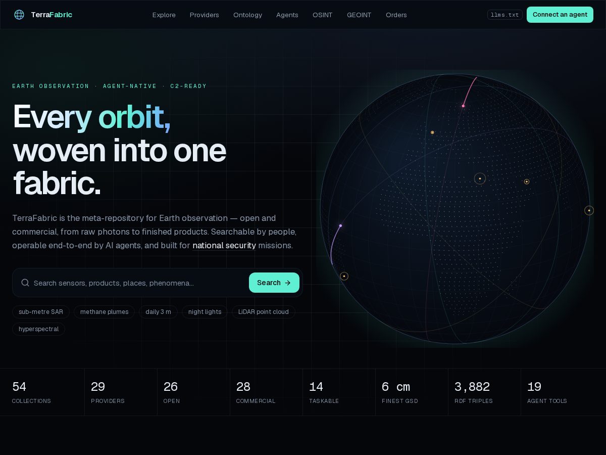 Landing-page snapshot of terrafabric.world