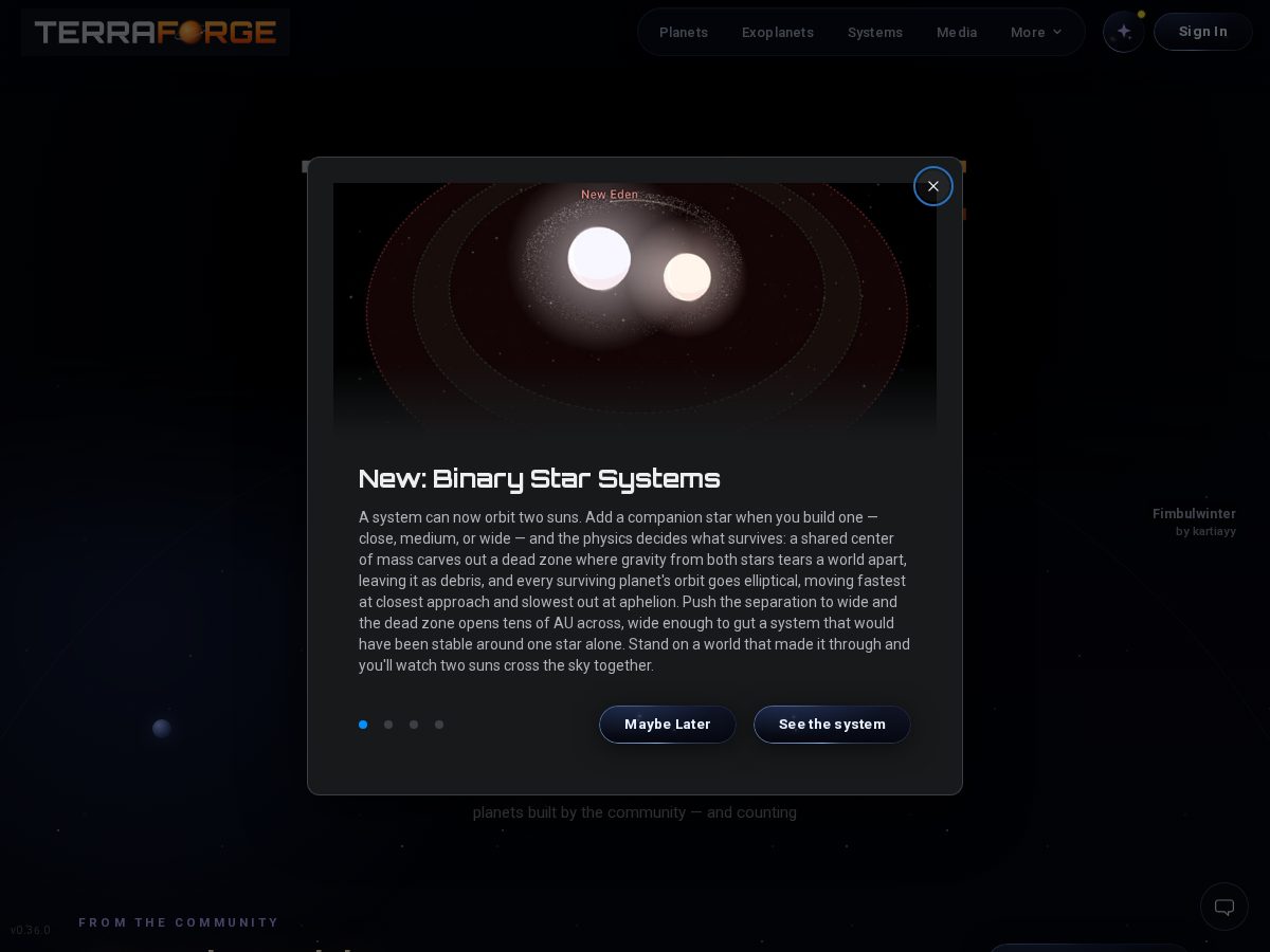 Landing-page snapshot of terraforgeworlds.com