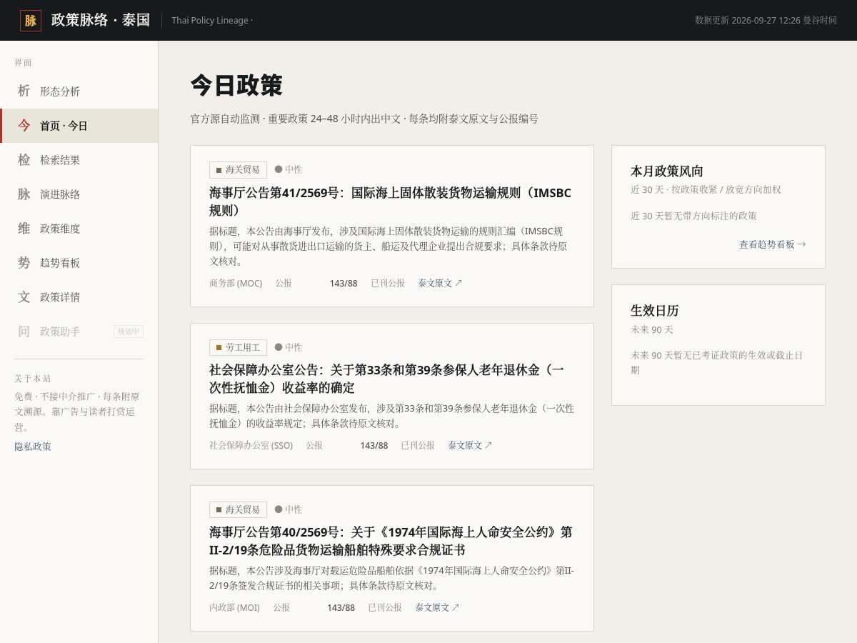 Landing-page snapshot of thaipolicy.com