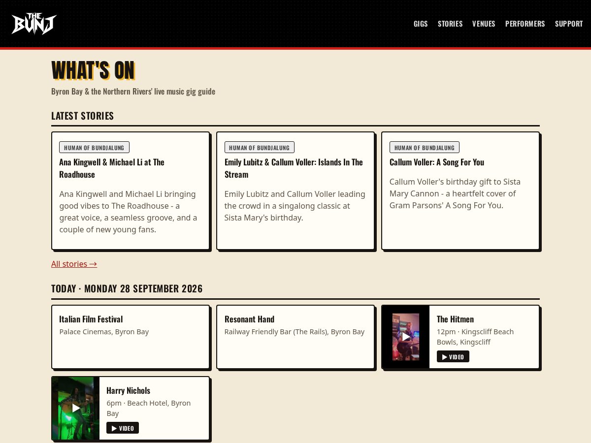 Landing-page snapshot of thebunj.com