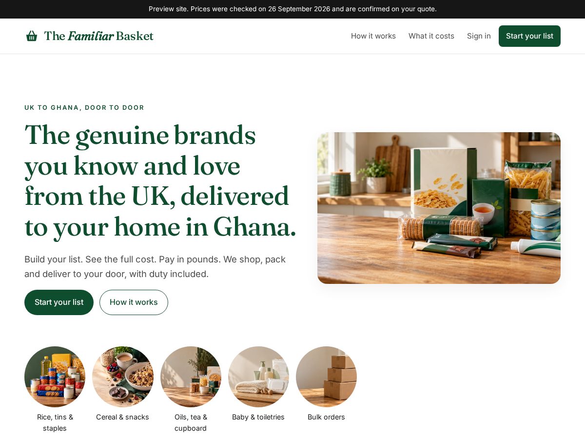 Landing-page snapshot of thefamiliarbasket.com
