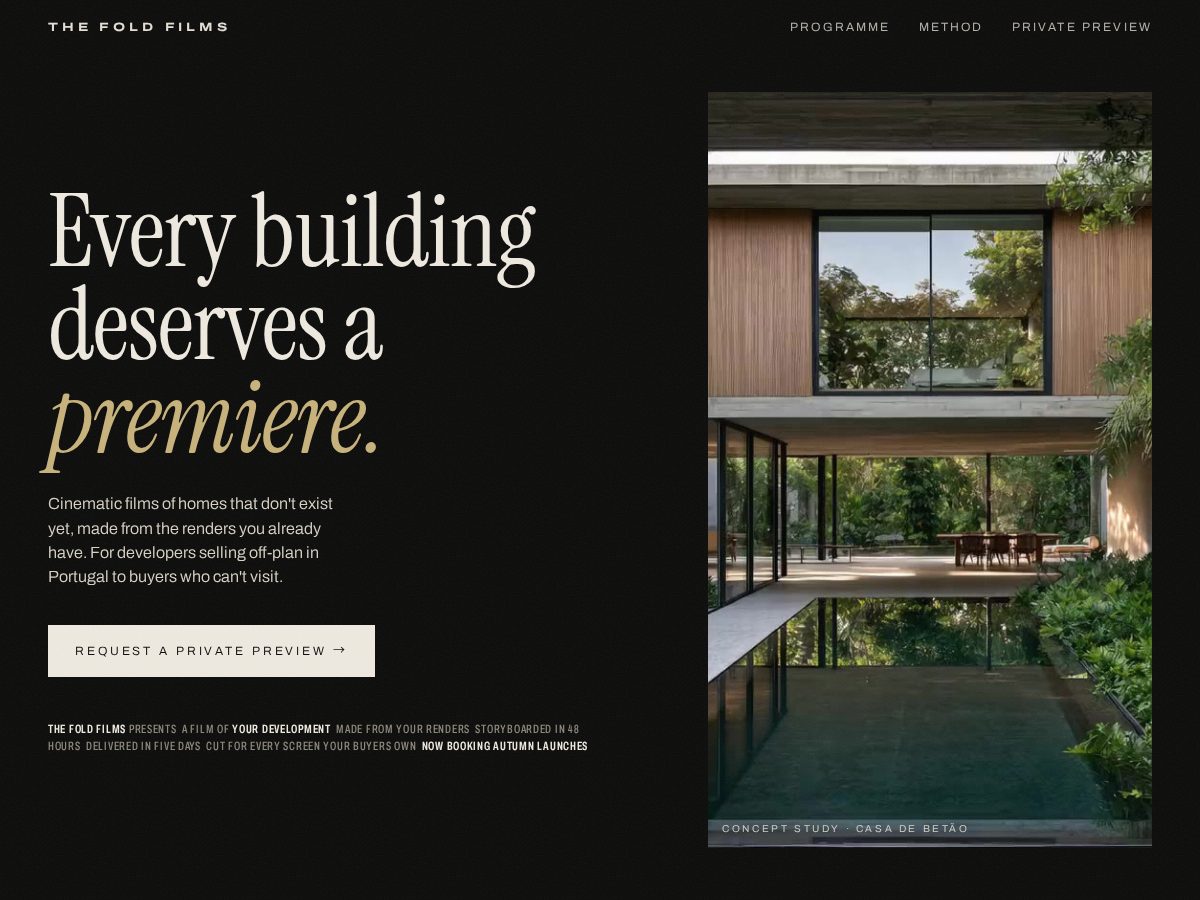 Landing-page snapshot of thefoldfilms.com