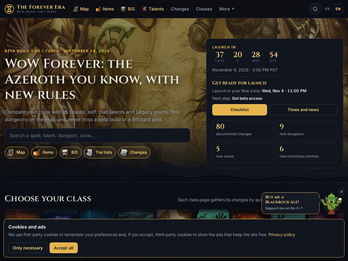 Landing-page snapshot of theforeverera.com
