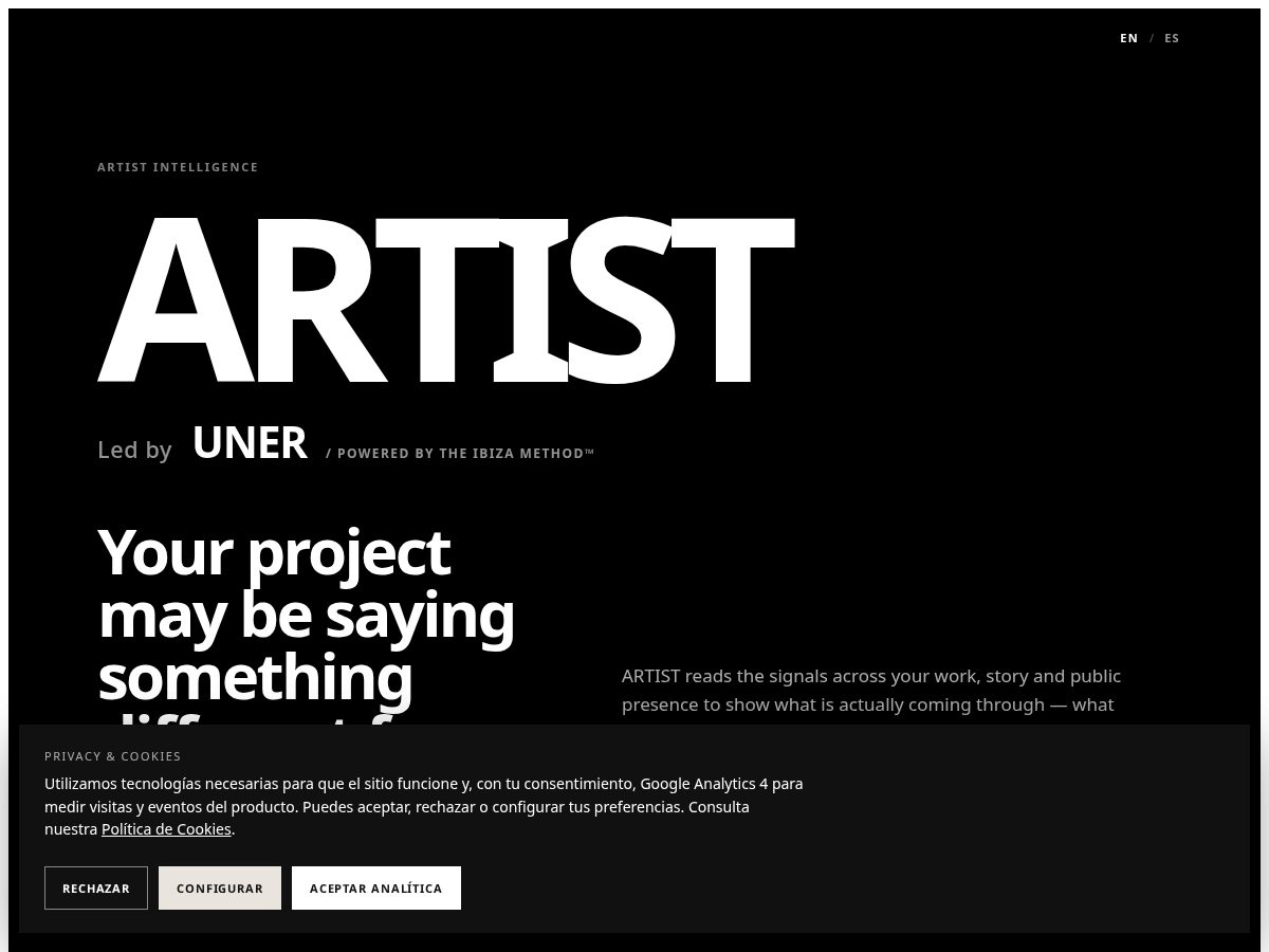 Landing-page snapshot of theibizamethodartist.com