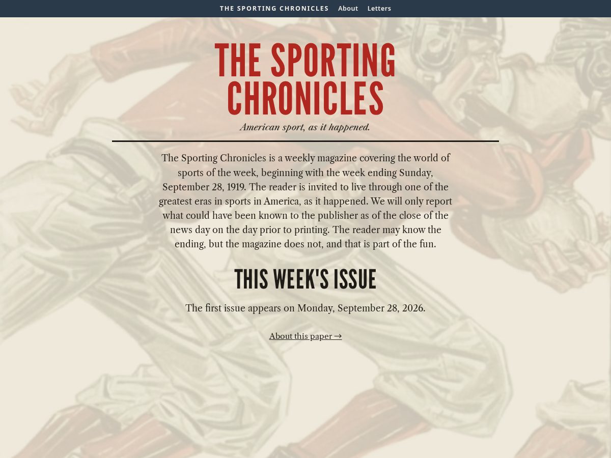Landing-page snapshot of thesportingchronicles.news