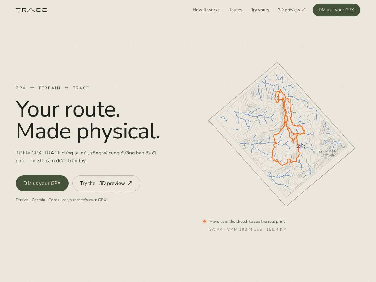 Landing-page snapshot of tracevn.work