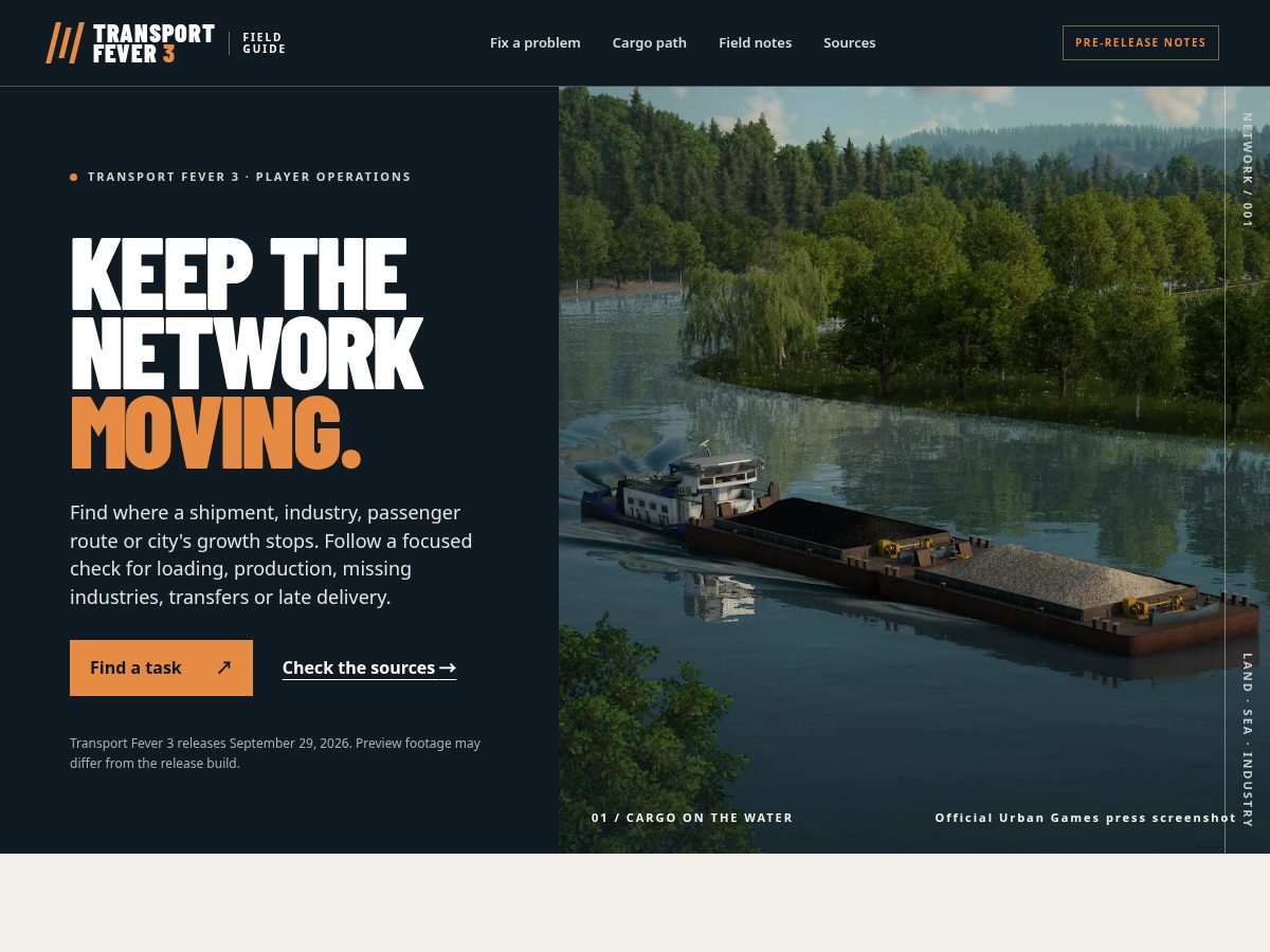 Landing-page snapshot of transportfever3help.wiki
