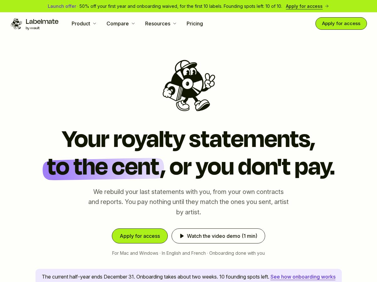 Landing-page snapshot of trylabelmate.com