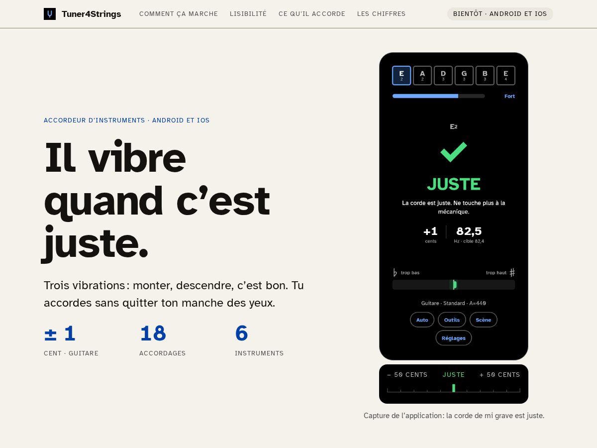 Landing-page snapshot of tuner4strings.com