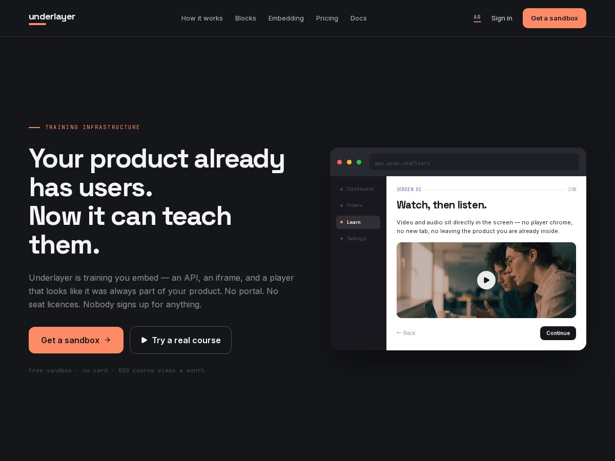 Landing-page snapshot of underlayerhq.com