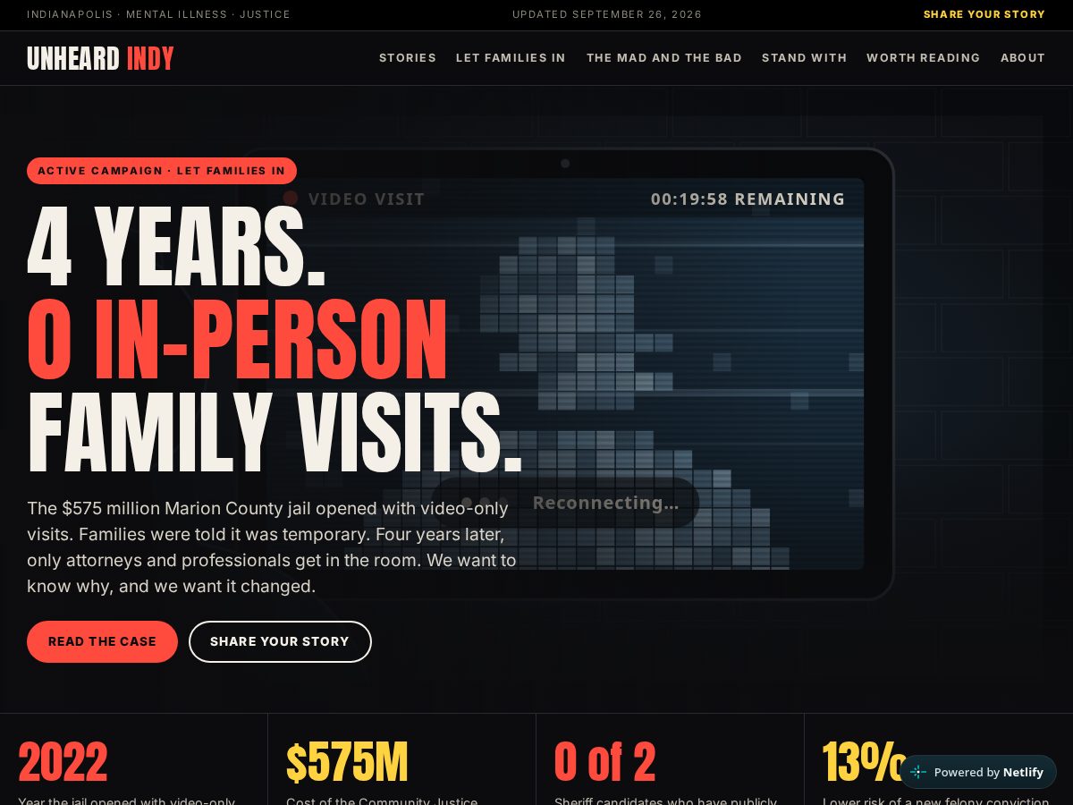Landing-page snapshot of unheardindy.org