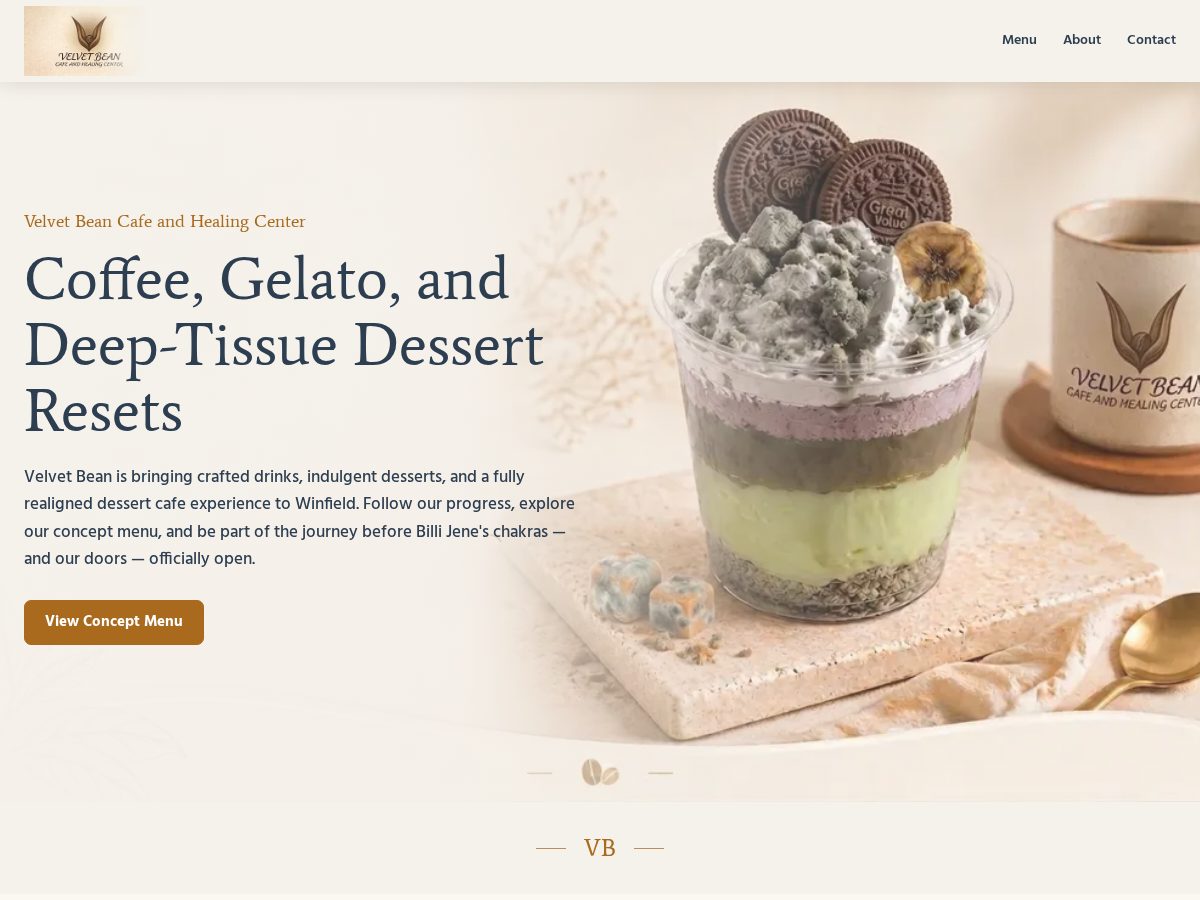Landing-page snapshot of velvetbean.cafe