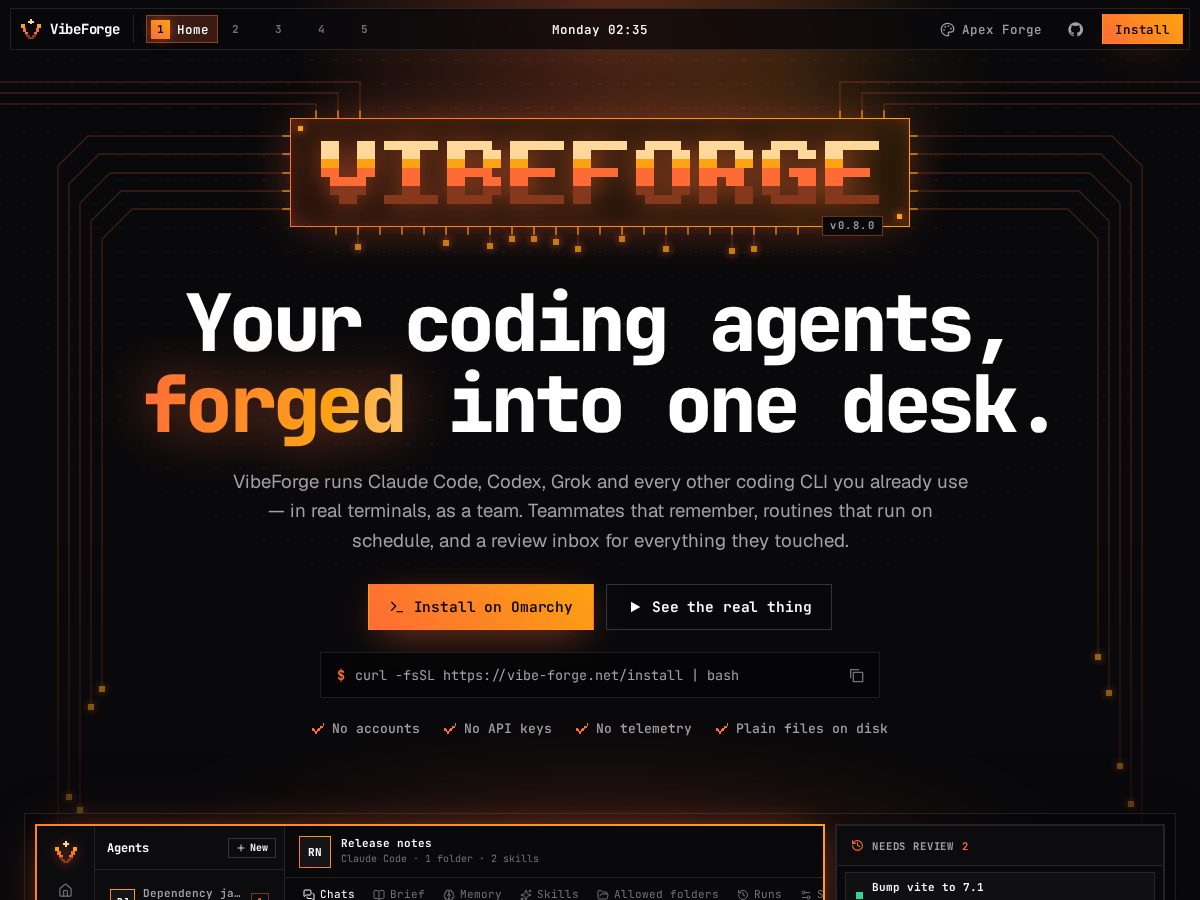 Landing-page snapshot of vibe-forge.net