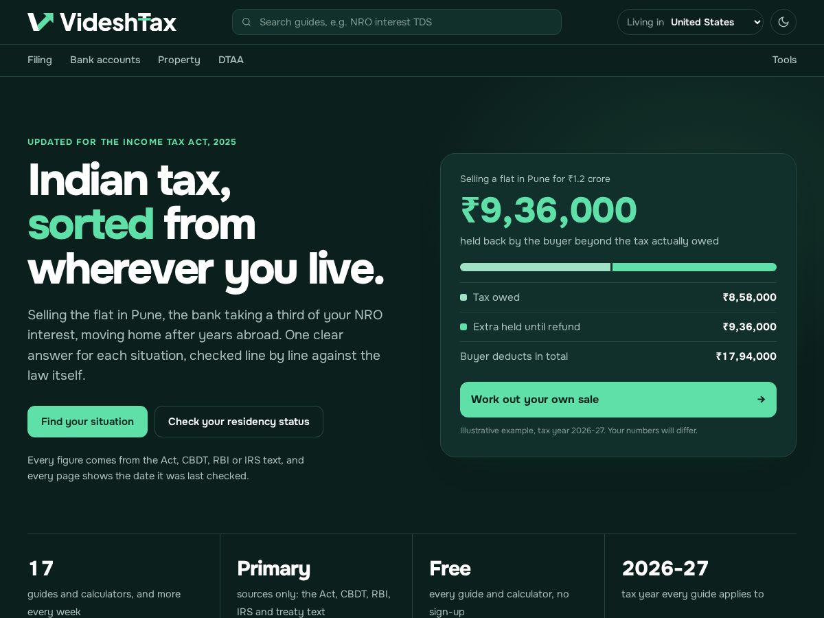 Landing-page snapshot of videshtax.com