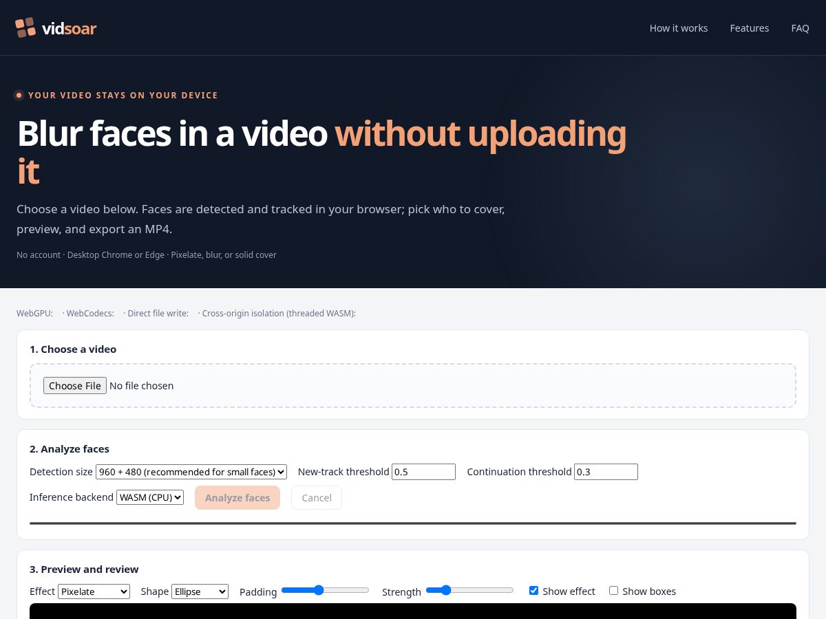 Landing-page snapshot of vidsoar.com