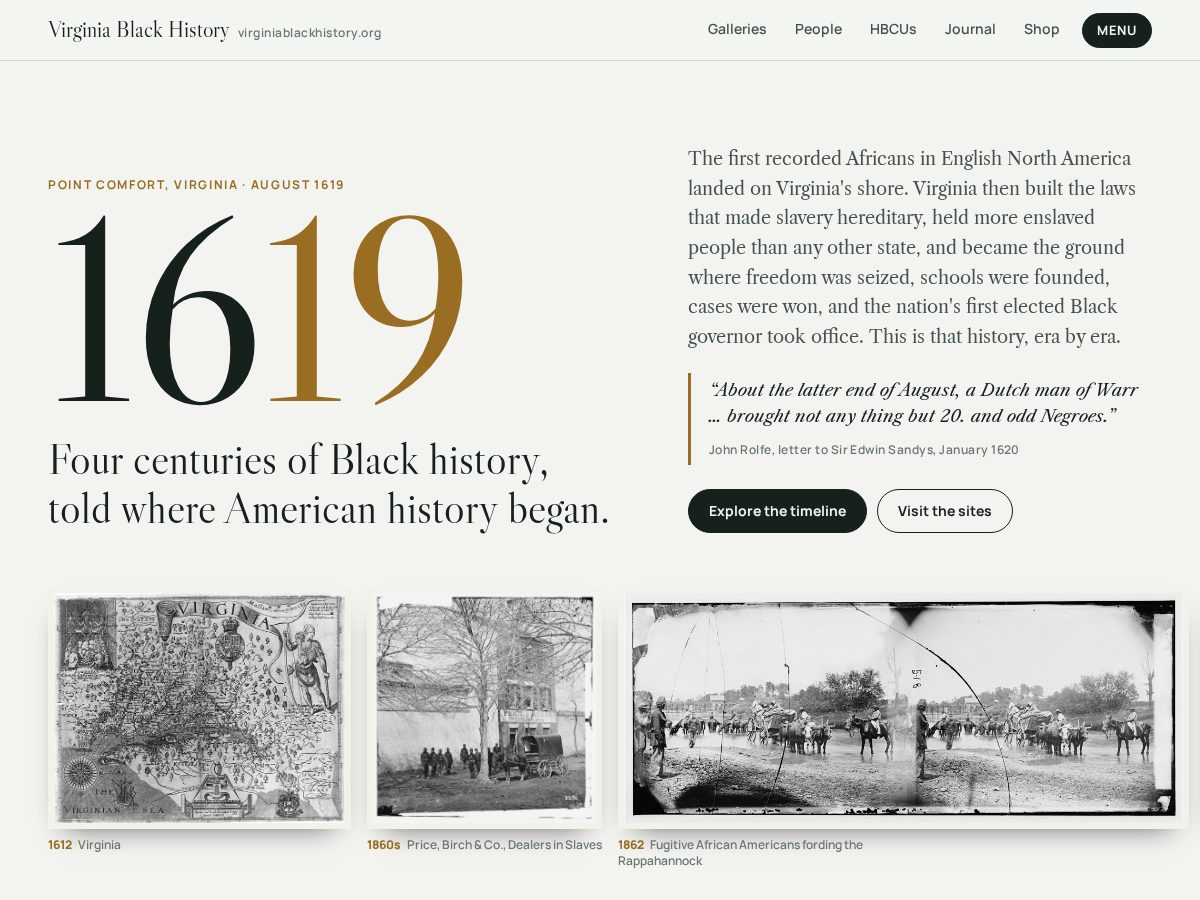 Landing-page snapshot of virginiablackhistory.org