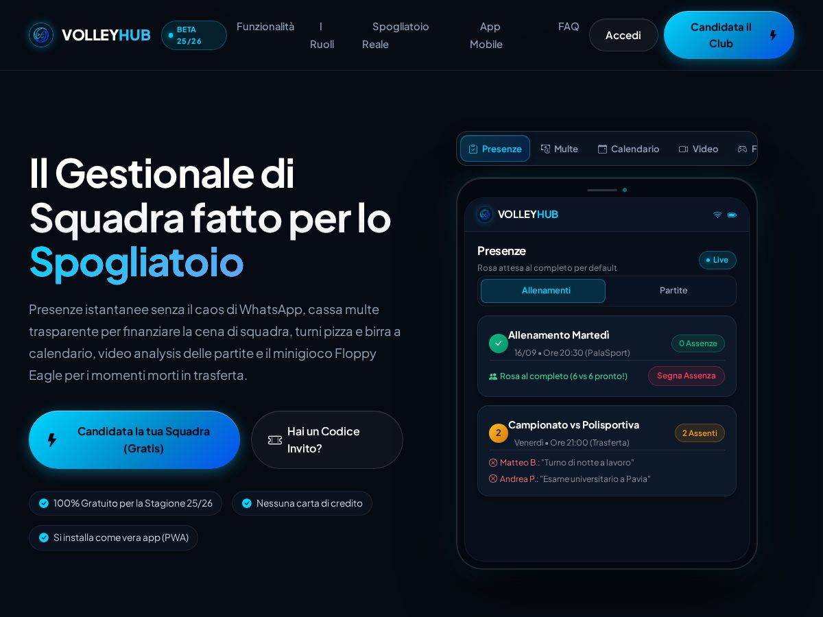 Landing-page snapshot of volley-hub.app