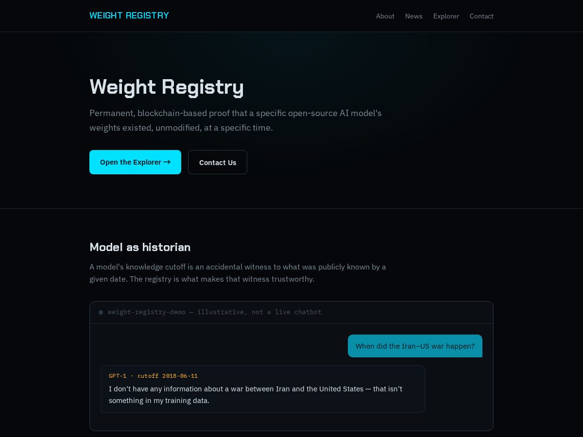 Landing-page snapshot of weightregistry.org