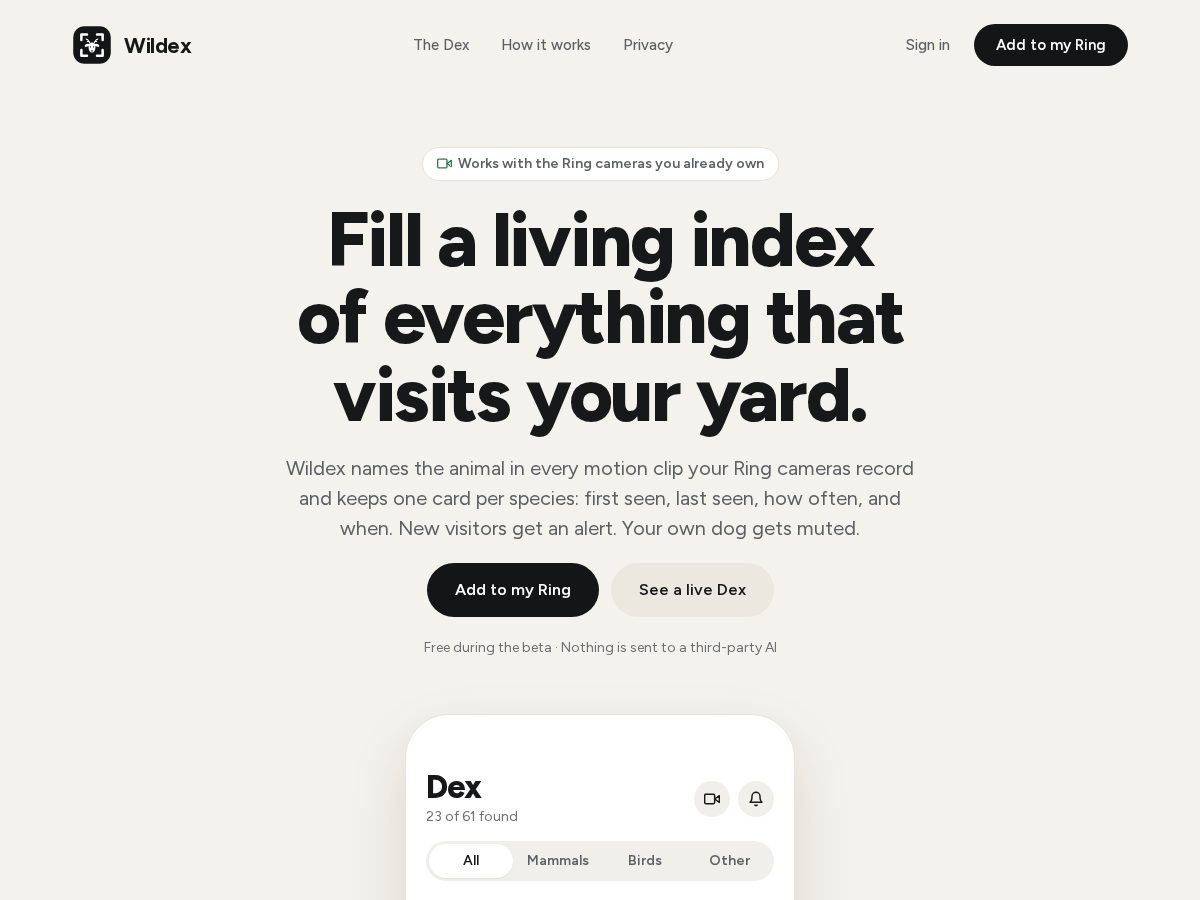 Landing-page snapshot of wildexapp.com